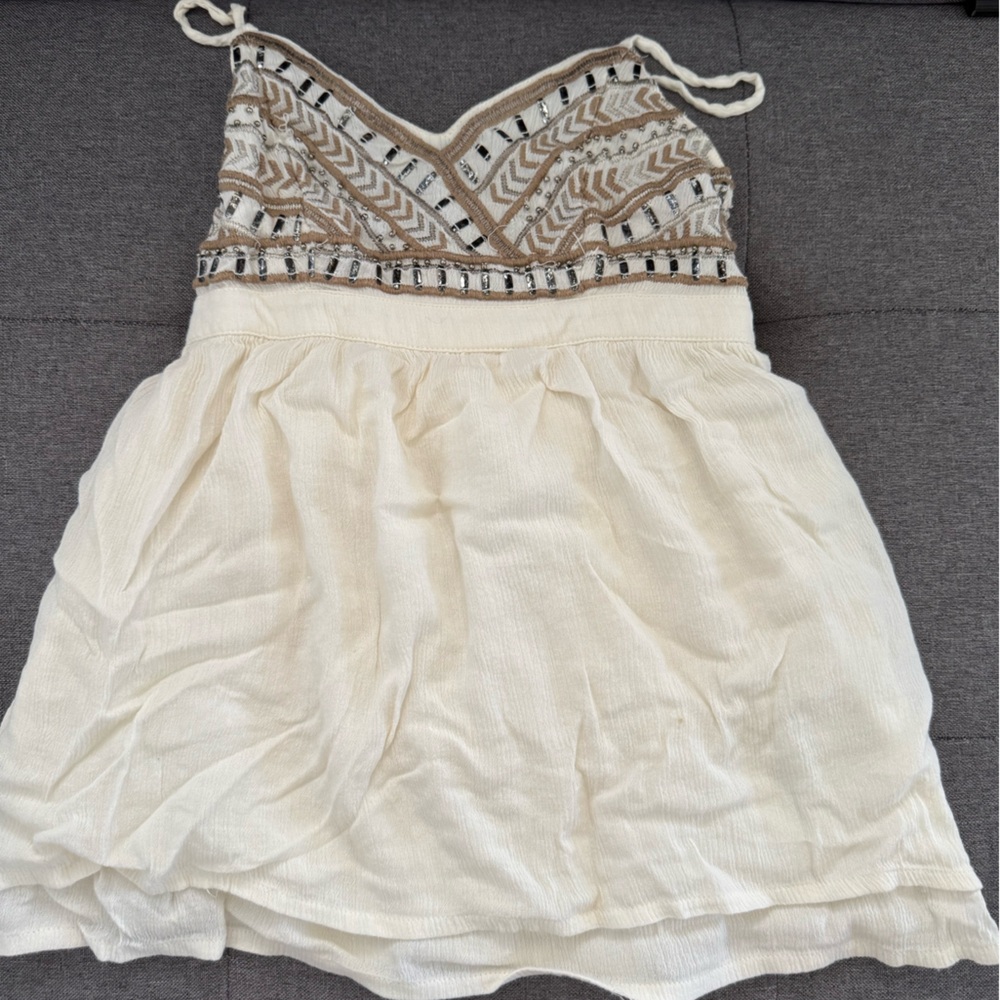 Vintage y2k Hollister Cream and Tan Embellished Top